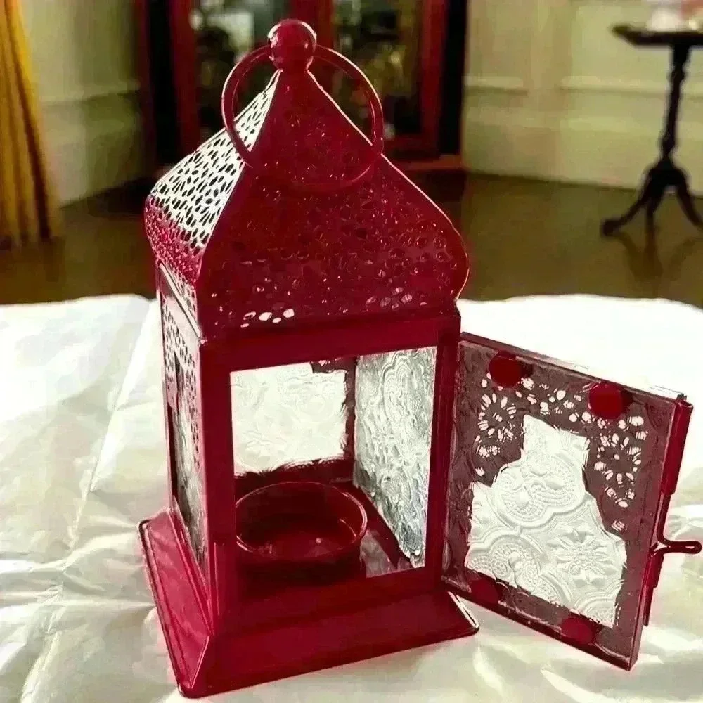 Handmade Small Metal and Etched Glass Tea Light Hanging Lantern in Class…